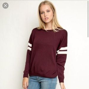 Brandy Melville OS burgundy vintage prep sweater